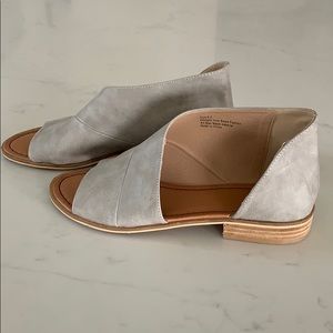 Faux Leather Peep-Toe Slides